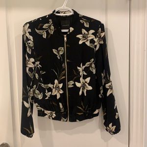 Flower Print Bomber Jacket - XS